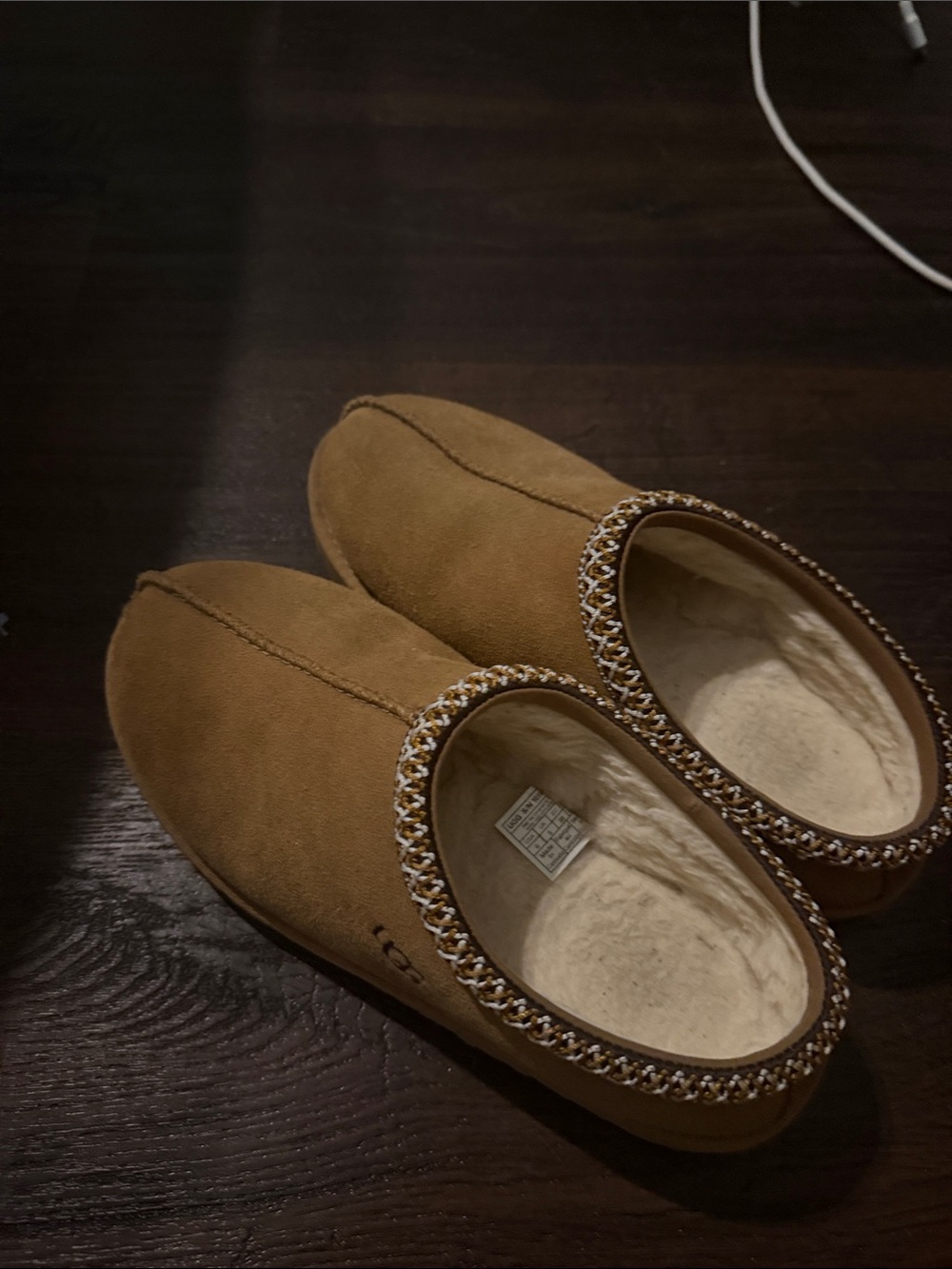 UGG Women's Chestnut Suede Slip-On Slippers with Braided Trim